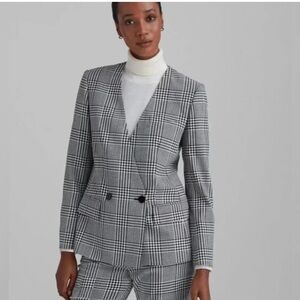 Club Monaco Black and White Plaid Blazer